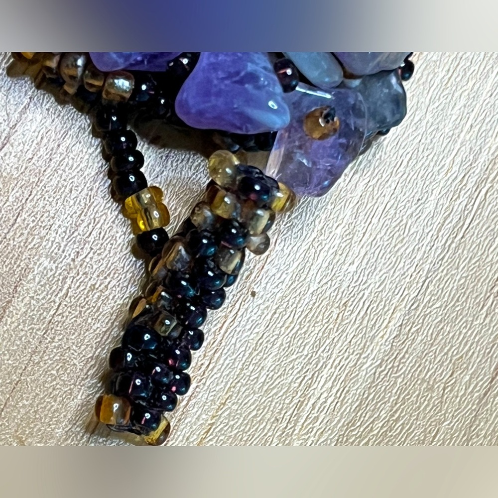Vintage beaded amethyst quartz bracelet, 7” - Picture 7 of 10
